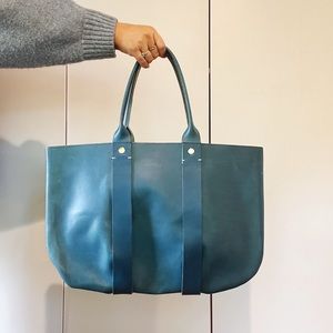 Clare V Blue Leather La Tropezienne Tote, NWT never used